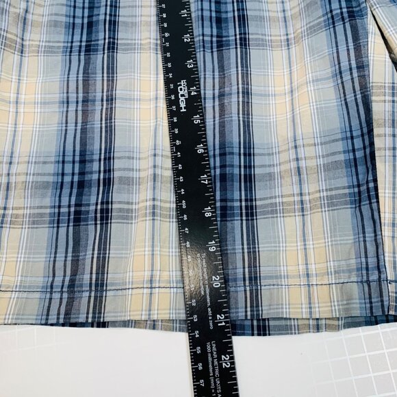 Weatherproof Plaid Cotton Shorts Mens 40 Blue Beige Preppy Flat Front Cotton - Picture 7 of 11